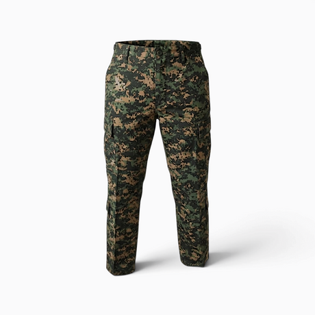 Pantalón táctico camuflado digital selva antirasgo ripstop para fuerzas especiales y escoltas UNP en Colombia.