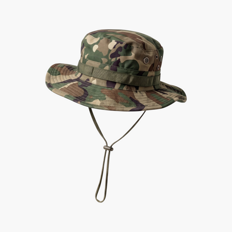 Sombrero pava tipo camboyana con camuflaje de selva talla 59 para actividades tácticas militares y outdoor.