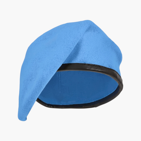 Boina militar azul ONU de lana de alta densidad para uso táctico, fuerzas especiales y protocolo en Colombia.